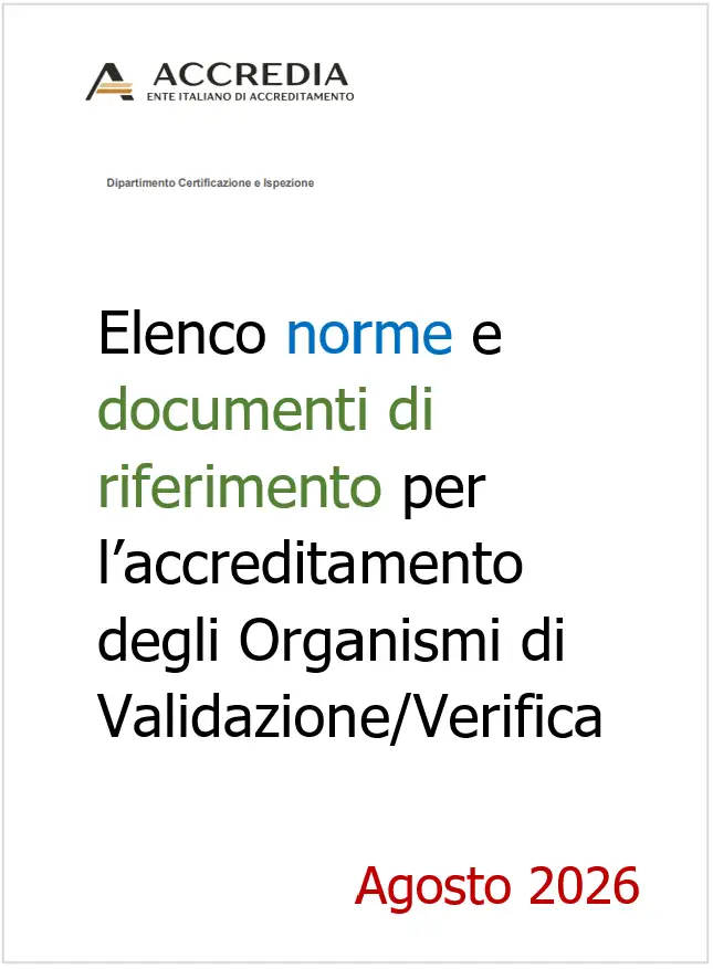 Elenco norme e documenti di riferimento per l’accreditamento OVV / Accredia
